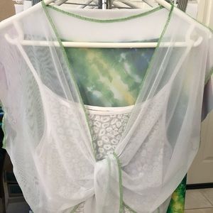 Cha-Cha top- sheer front tie white